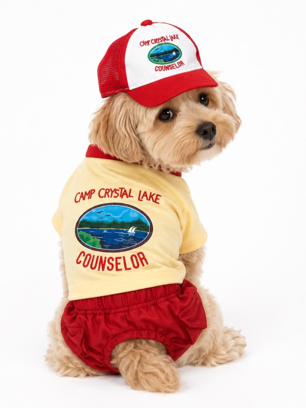 NEW - Camp Crystal Lake Counselor 3-Piece Dog Costume Outfit Size Medium